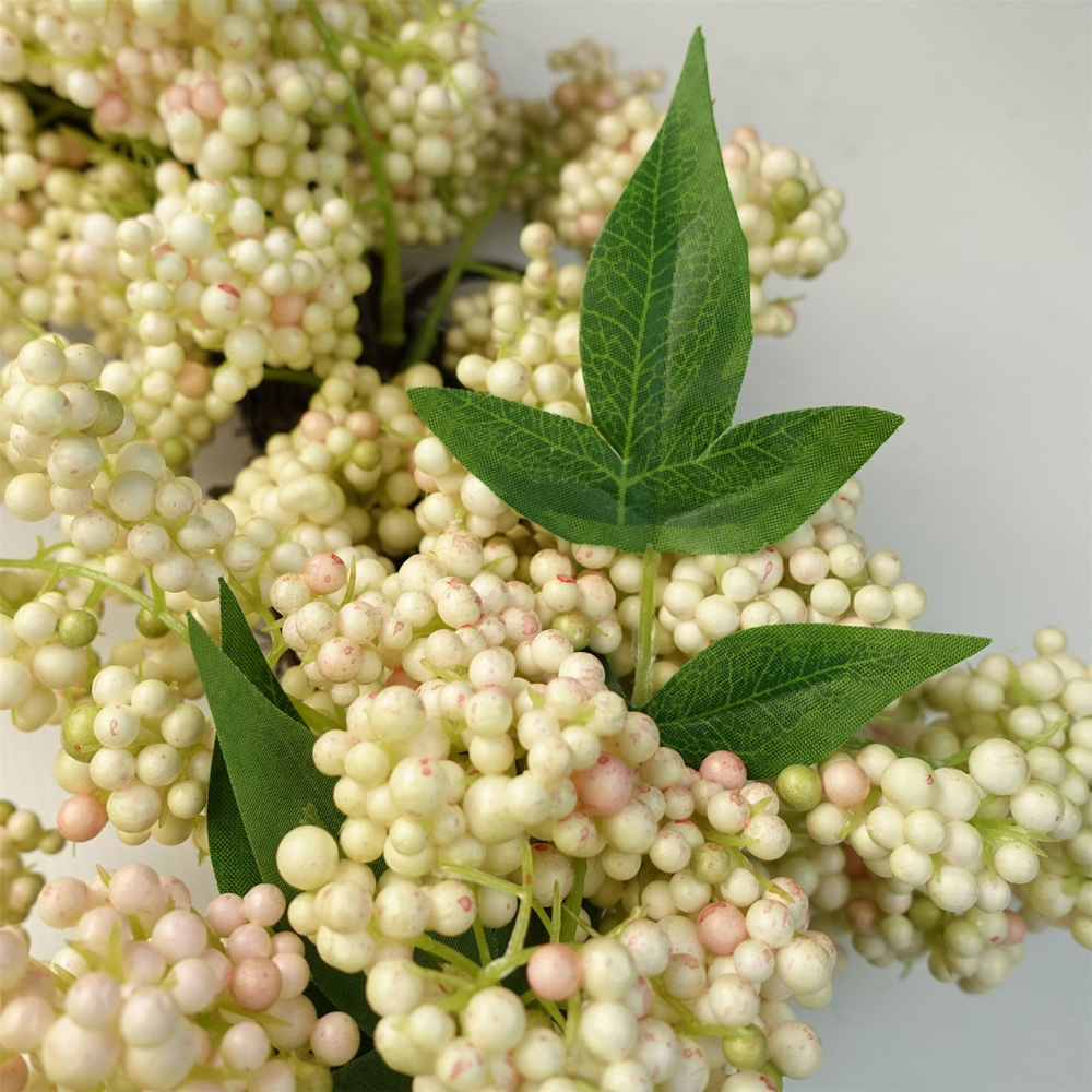 Leaf White Berry Hanging Artificial Wreath 55cm Image 3