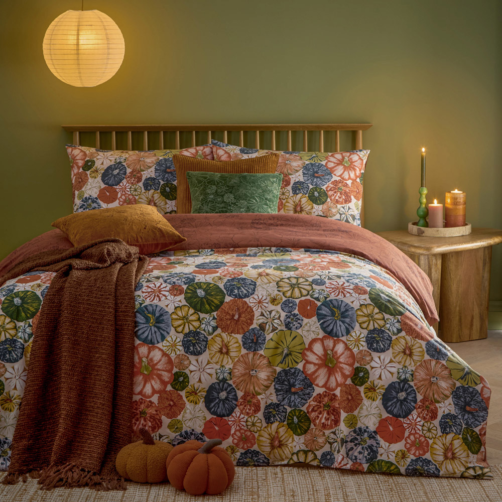 furn. Picking Patch Single Pecan Pumpkin Duvet Cover Set Image 4