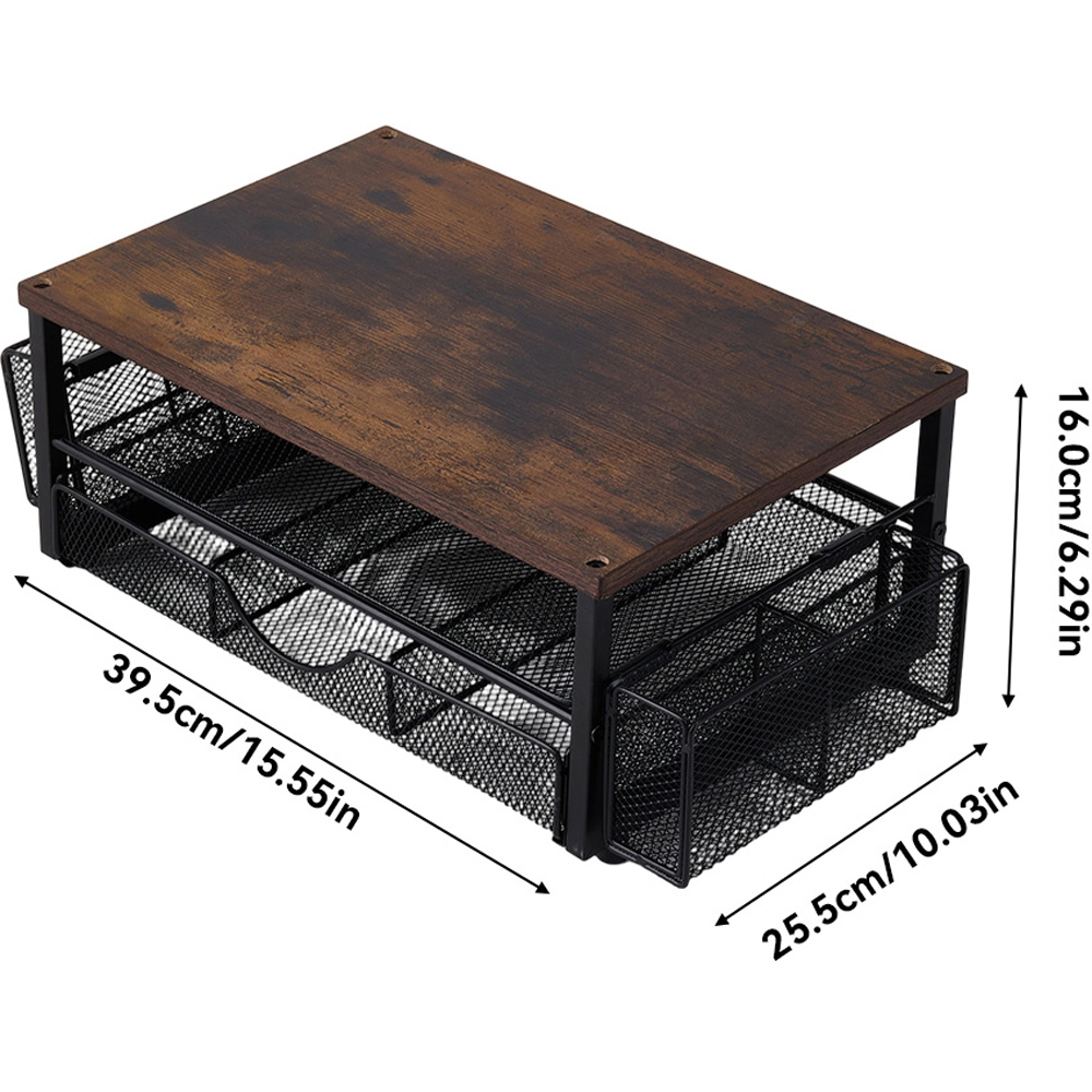 Living and Home Single Drawer 2 Shelf Dark Brown and Black Printer Stand Image 8