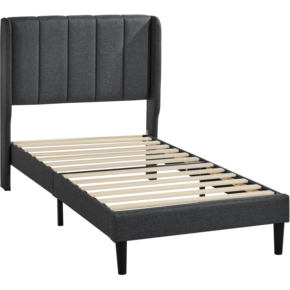 VIDA DESIGNS Vianna Single Dark Grey Linen Fabric Bed Image 2