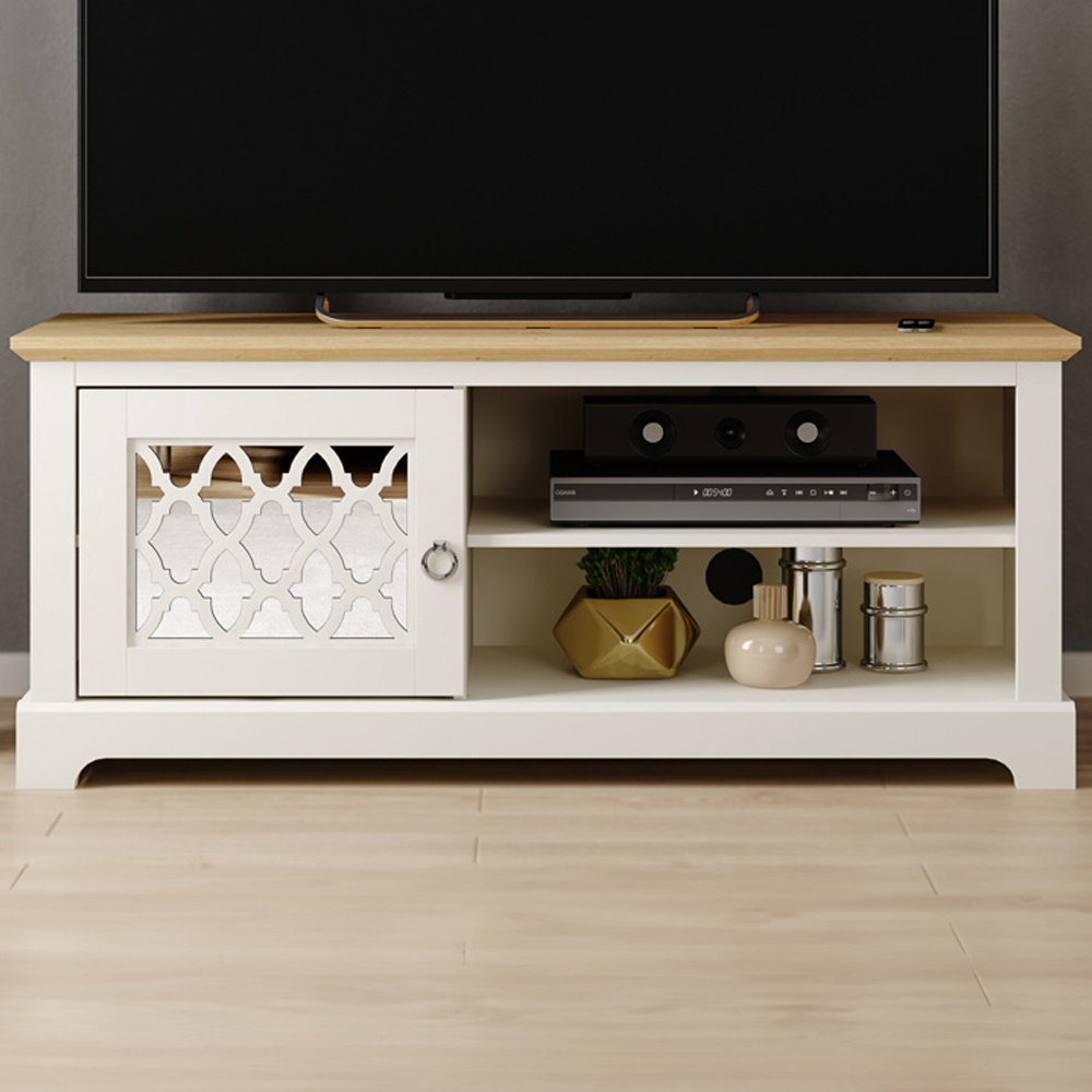 GFW Honiton Single Door 2 Shelf Cream TV Unit Image 1