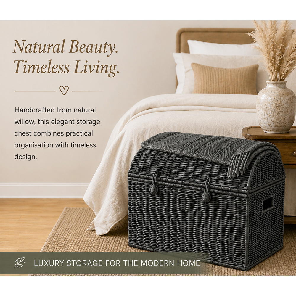 Home Republic Black Rattan Woven Storage Chest Image 5