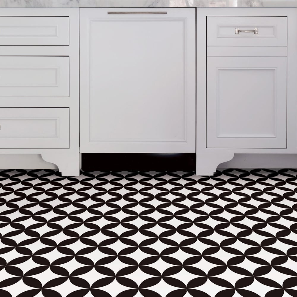 Floorpops Starlight Black and White Peel and Stick Floor Tile 30.48 x 30.48cm 10 Pack Image 1