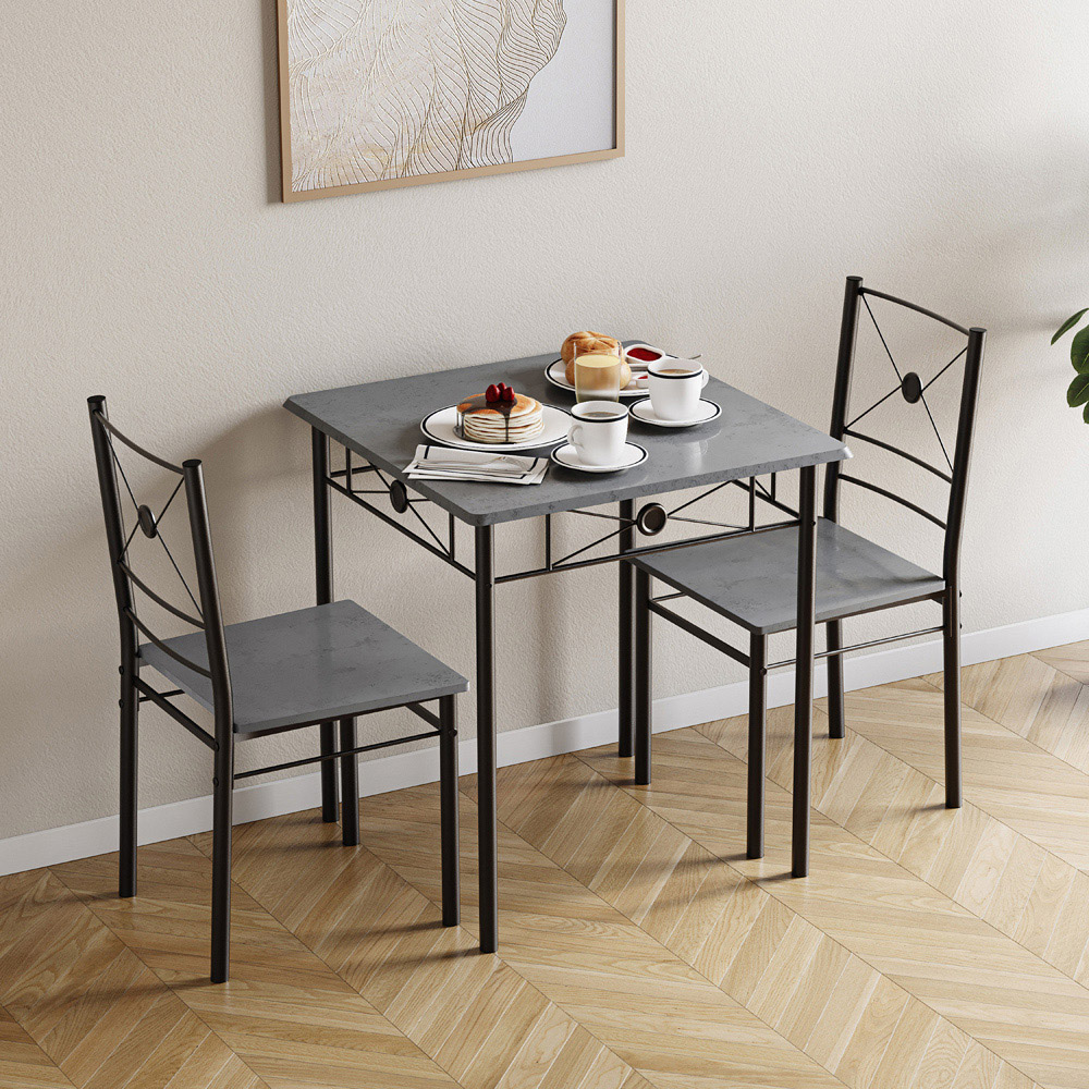 VIDA DESIGNS Roslyn 2 Seater Square Dining Set Concrete Grey Image 3