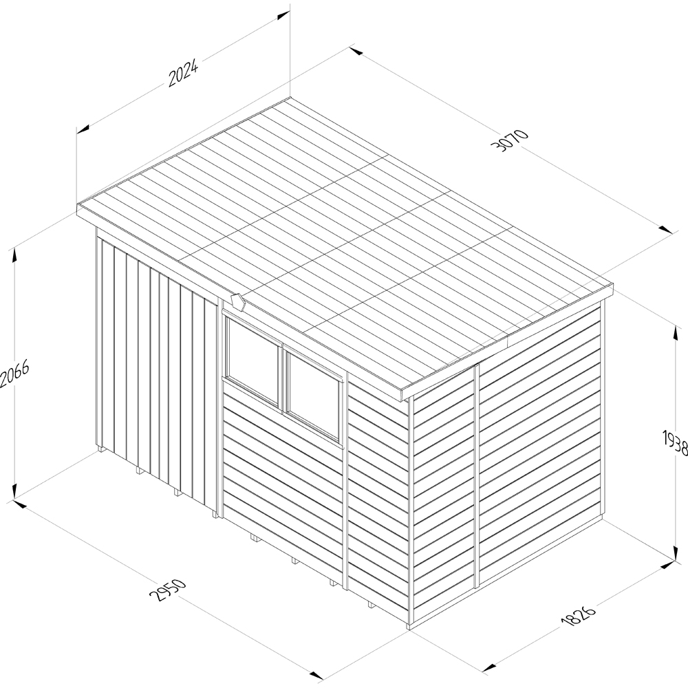 Forest Garden Timberdale 10 x 6ft Single Opening Pent Shed Image 9