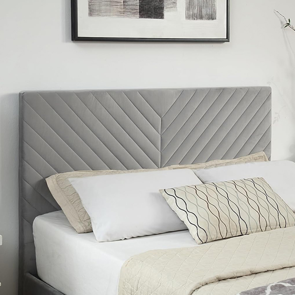 Home Treats King Size Grey Velvet Ottoman TV Bed with Mattress Image 3