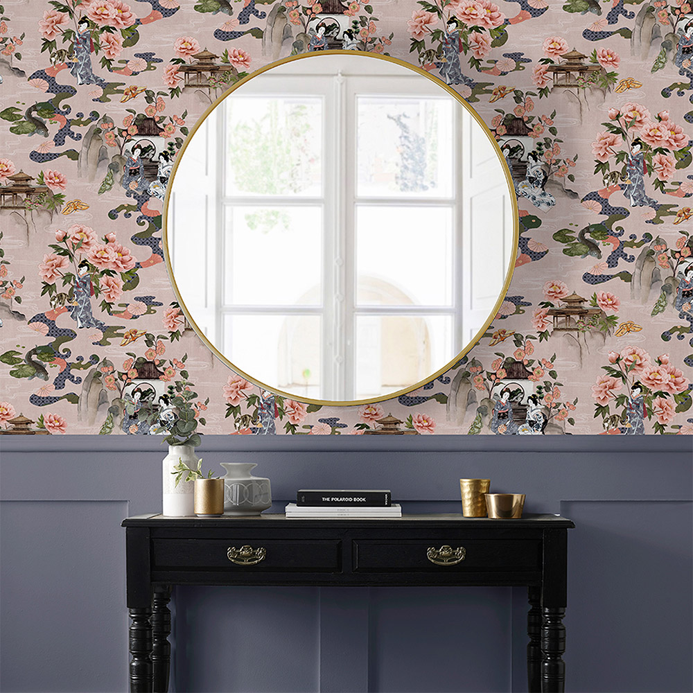 Paoletti Geisha Blush Floral Matte Wallpaper Image 4