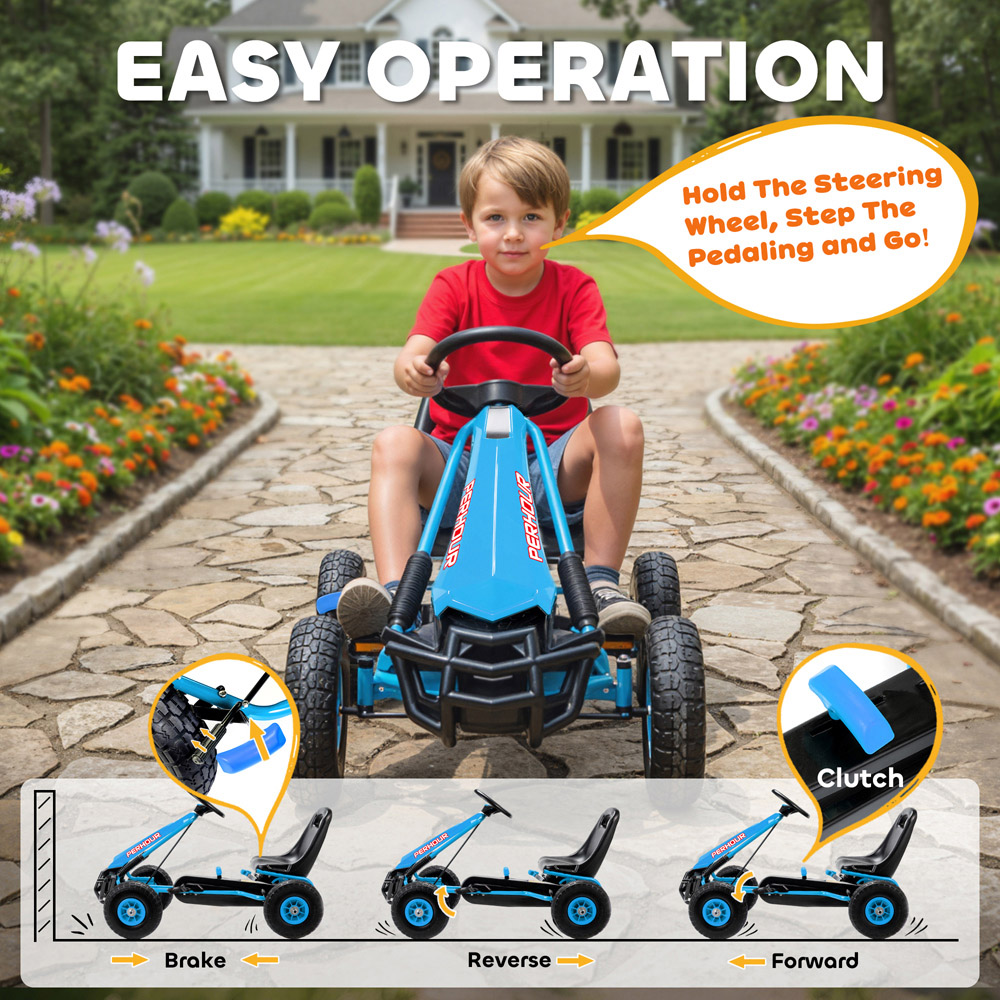 Tommy Toys AIYAPLAY Blue Adjustable Seat Kids Pedal Go Kart with EVA Tyres Image 4
