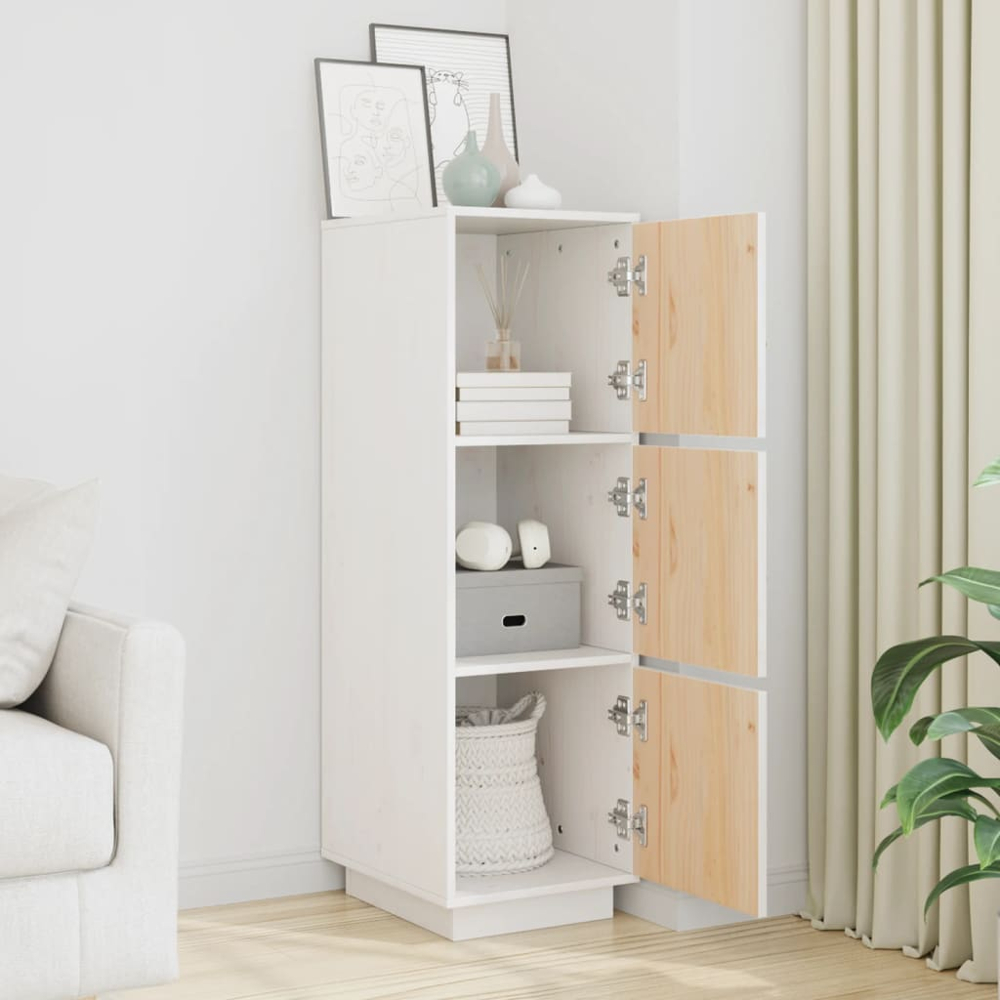 vidaXL 3 Door White Pine Wood Highboard Image 9