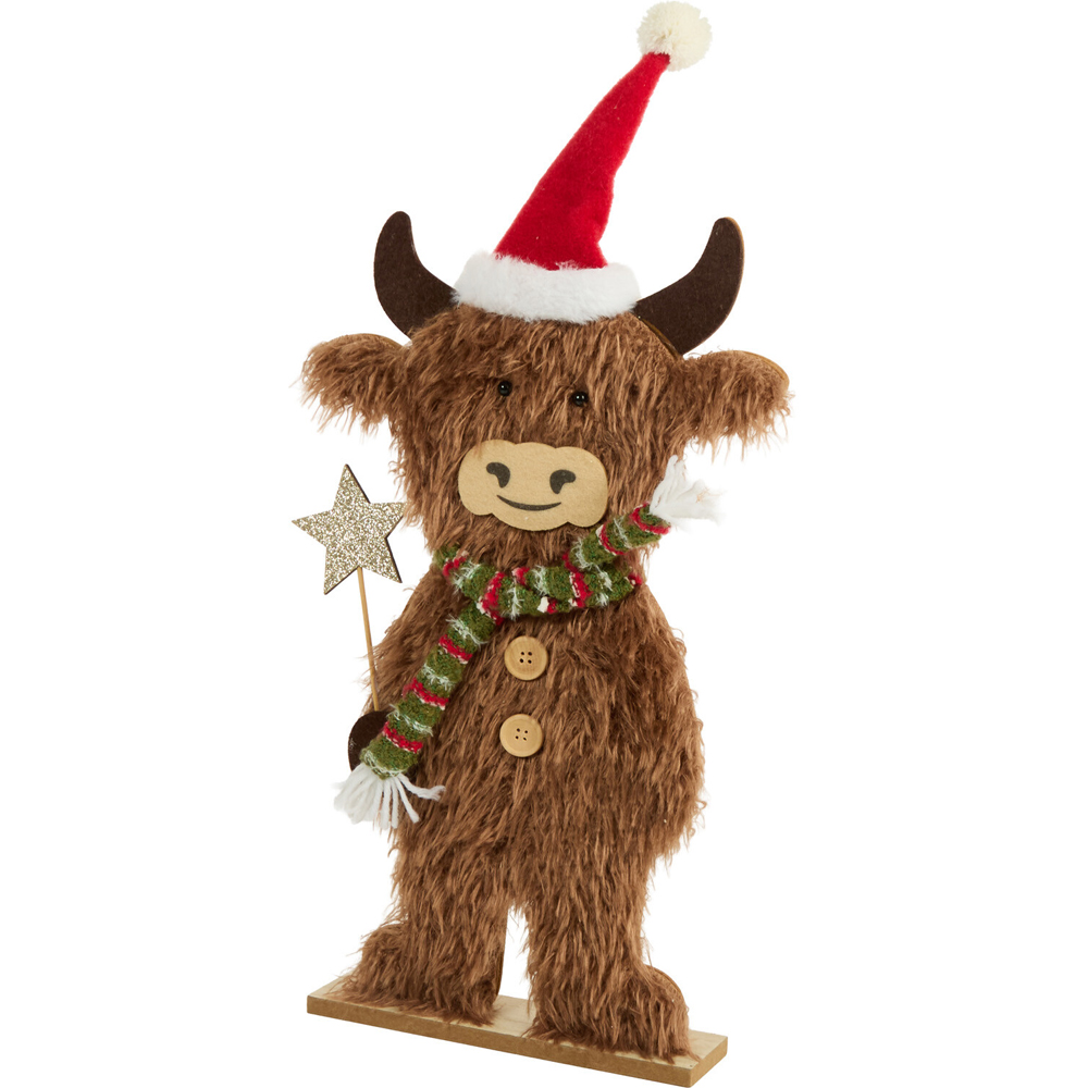 Christmas Highland Cow Standing Decoration Brown Image 2