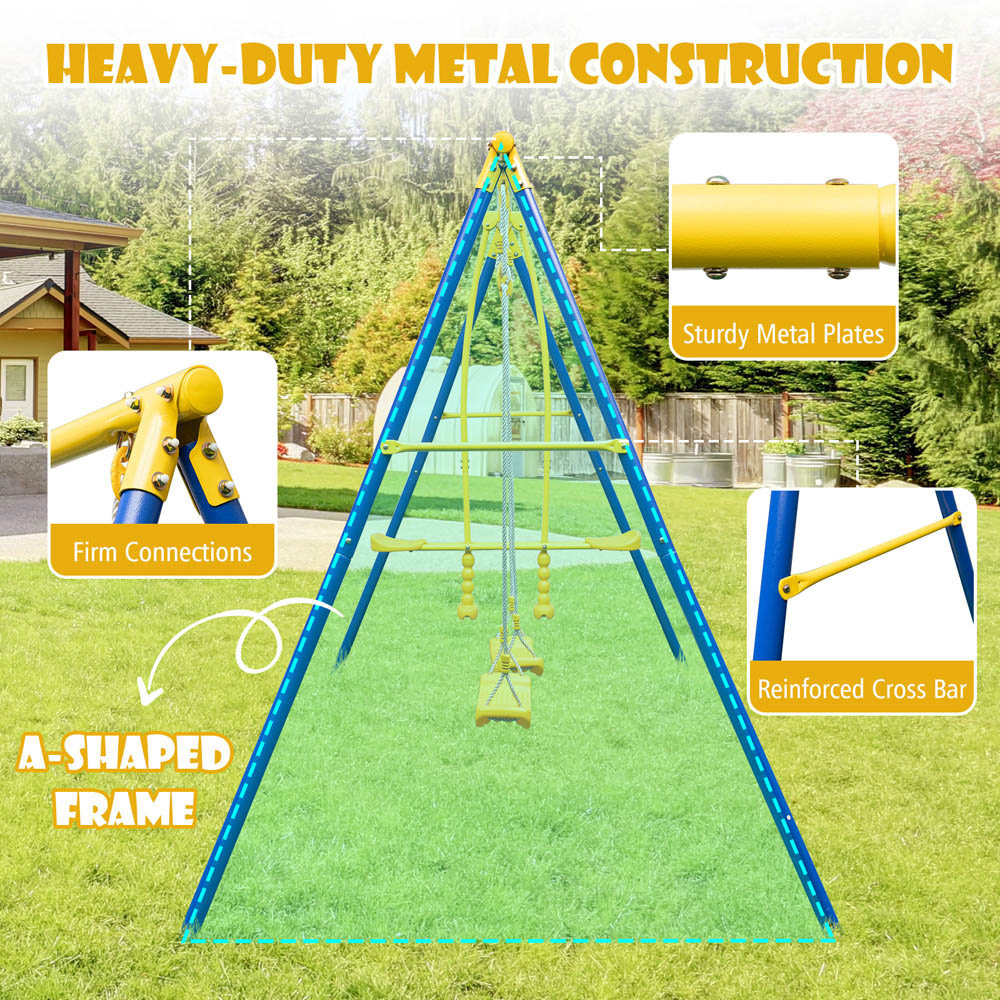 Costway Blue and Yellow Swing and Glider Kids Play Set Image 5
