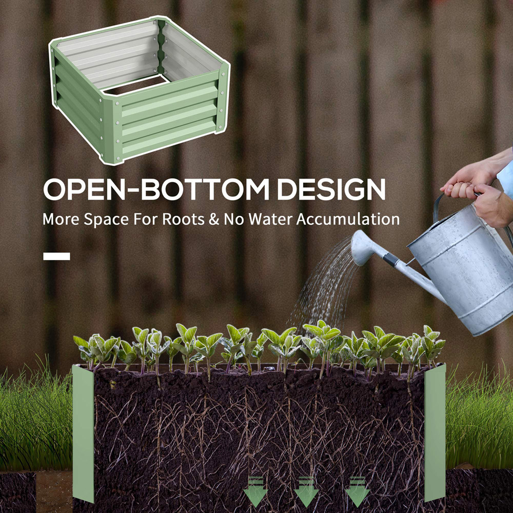 Outsunny Light Green Galvanised Raised Garden Bed 2 Pack 60 x 60cm Image 6
