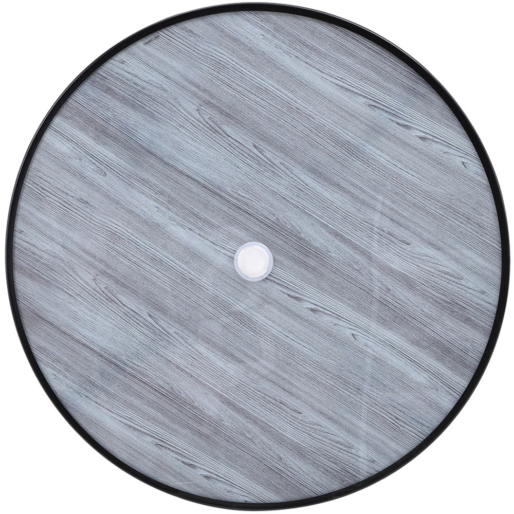 Living and Home Black Tempered Glass Round Wood Grain Coffee Table Image 4