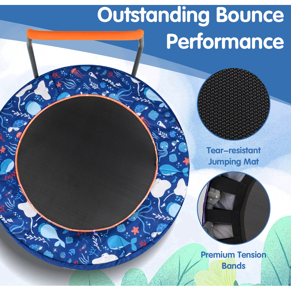Costway Navy Kids Folding Mini Trampoline Image 3