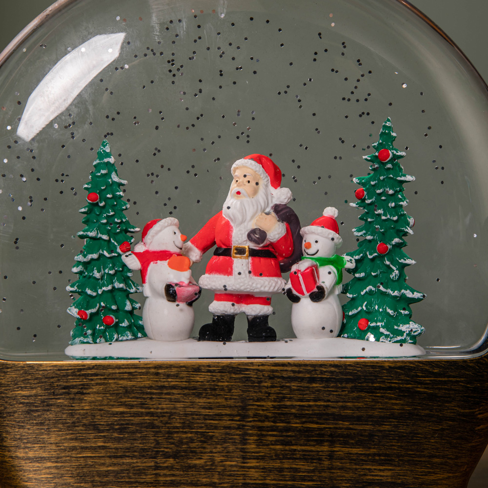 Samuel Alexander Santa and Snowman Light Up Christmas Water Spinner Dome 19cm Image 2