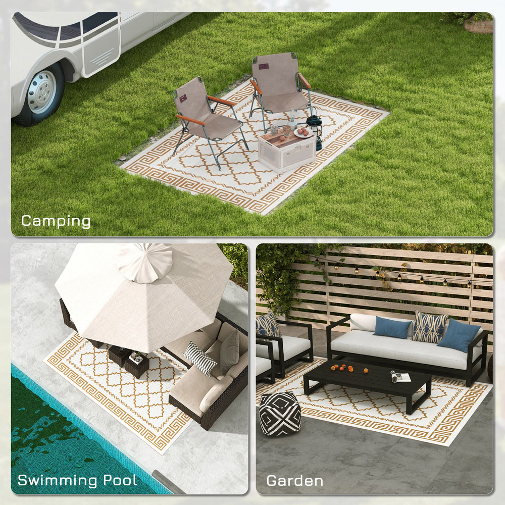 Outsunny Brown and Cream Reversible Outdoor Mat 182 x 274cm Image 5