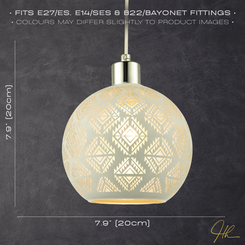 Happy Homewares Matte White Laser Cut Diamond Pendant Lighting Shade Image 7