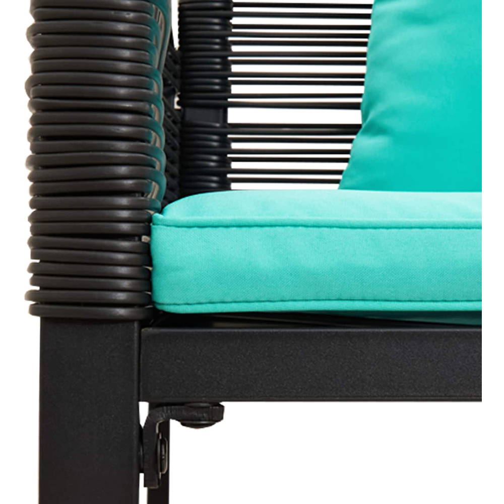 vidaXL Black and Turquoise Poly Rattan Garden Bench with Cushion 117 x 54 x 74.5cm Image 7