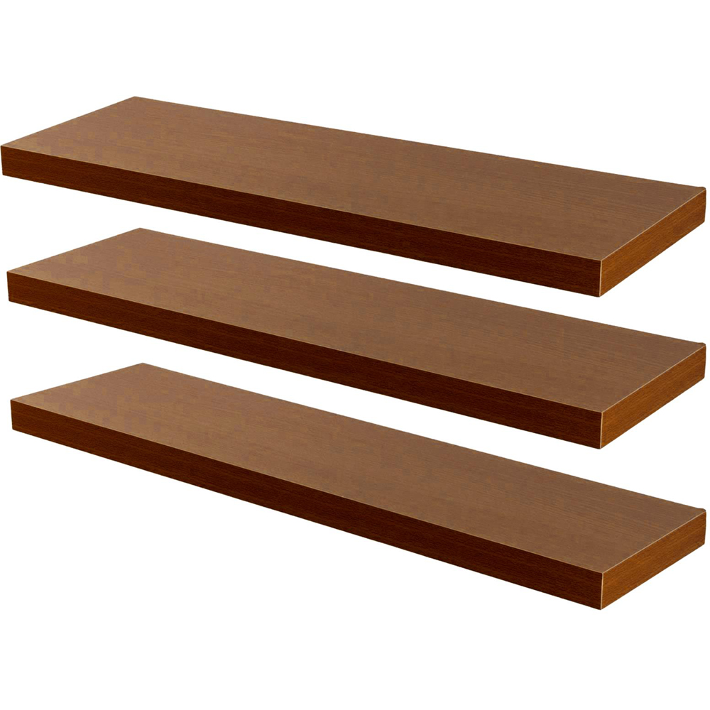 Harbour Housewares 100cm 6 Pack Walnut Floating Shelf Image 1