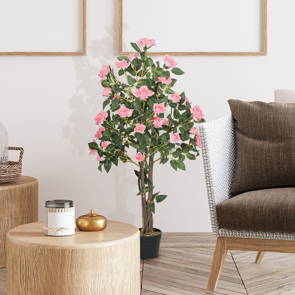 Portland Pink Rose Decorative Artificial Plant in Pot 2 Pack Image 6