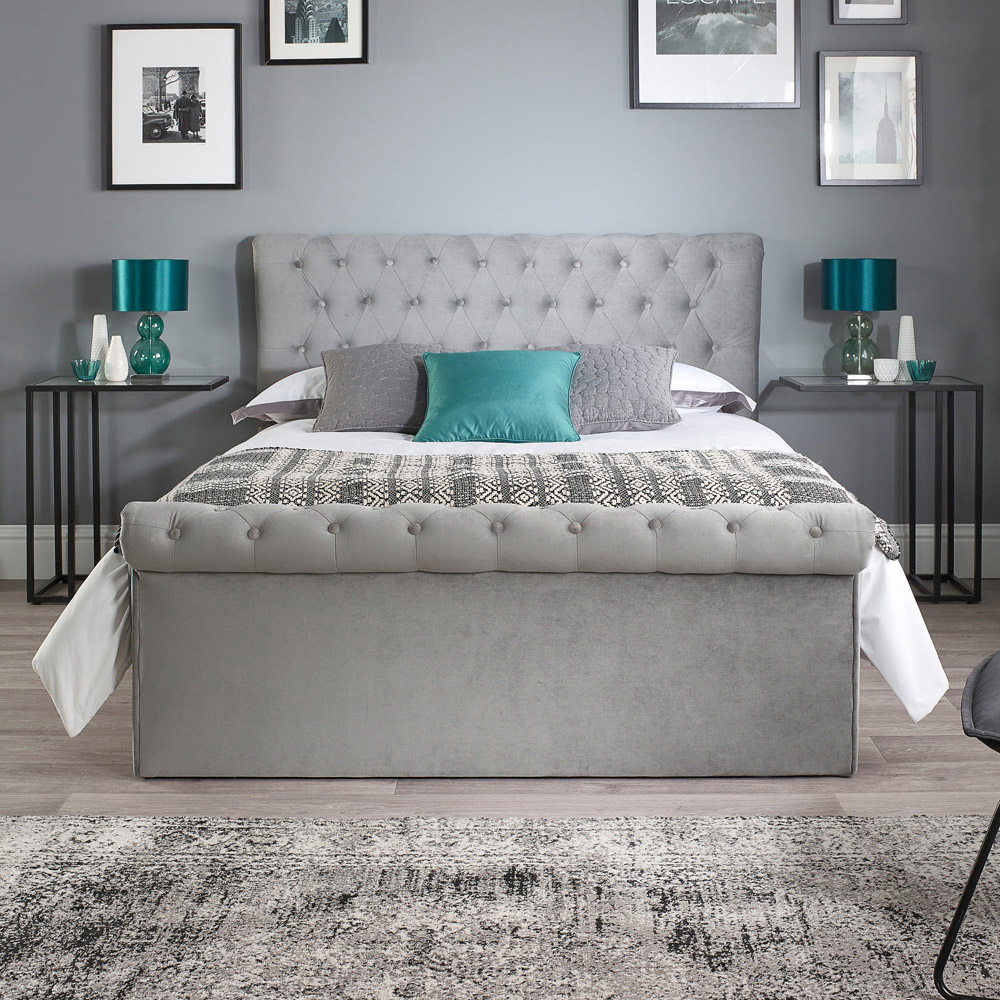 Aspire Chesterfield Single Grey Ottoman Bed Image 2