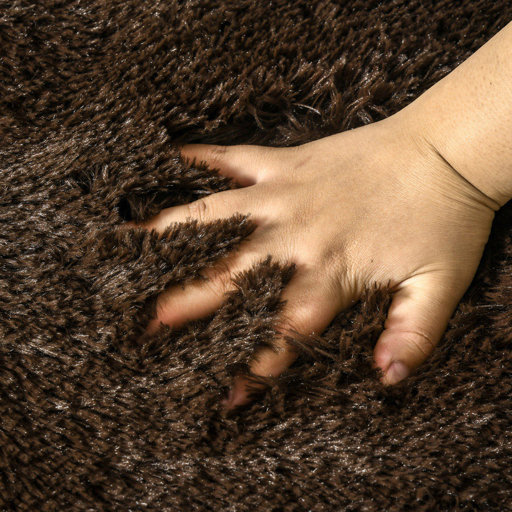 HOMCOM Brown Fluffy Area Rug Shaggy Carpet for Living Room, Bedroom, 120x200cm Image 7
