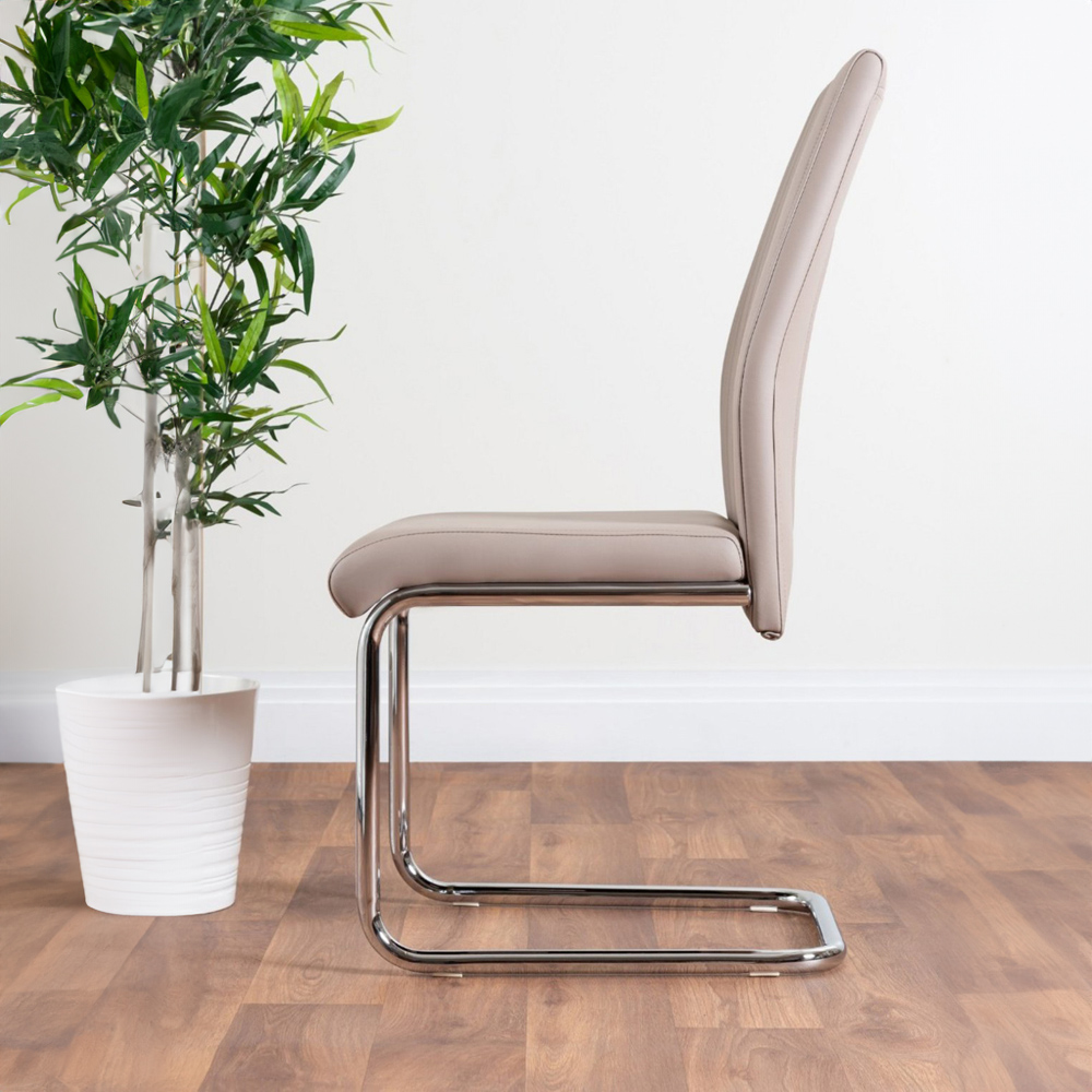 Furniturebox Lucia Fortana 6 Seater Round Dining Set Grey Gloss Cappuccino Beige and Chrome Image 4