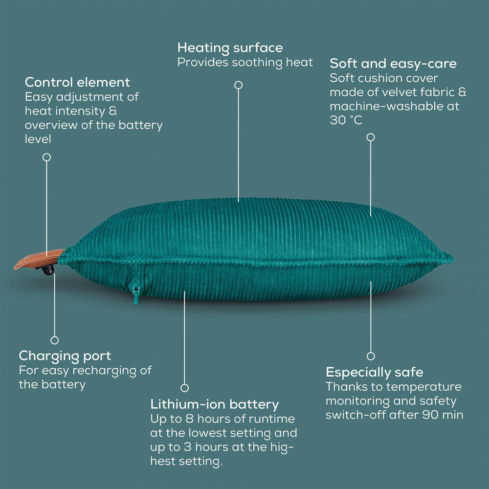 Beurer HK77 Heaty Celestial Green Cordless Heated Cushion 38.4 x 38.4cm Image 5