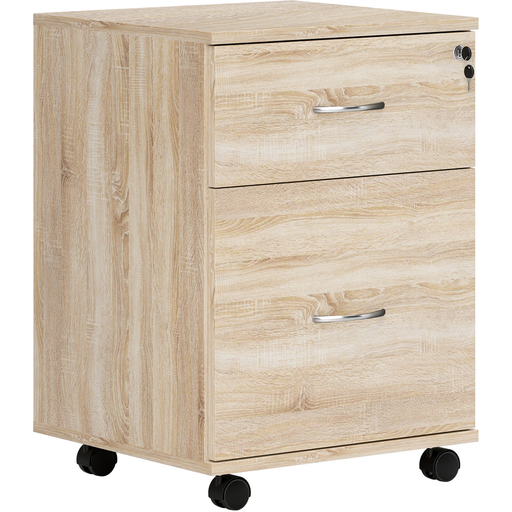 HOMCOM 2 Drawer Oak Wooden Mobile Filing Cabinet Image 2