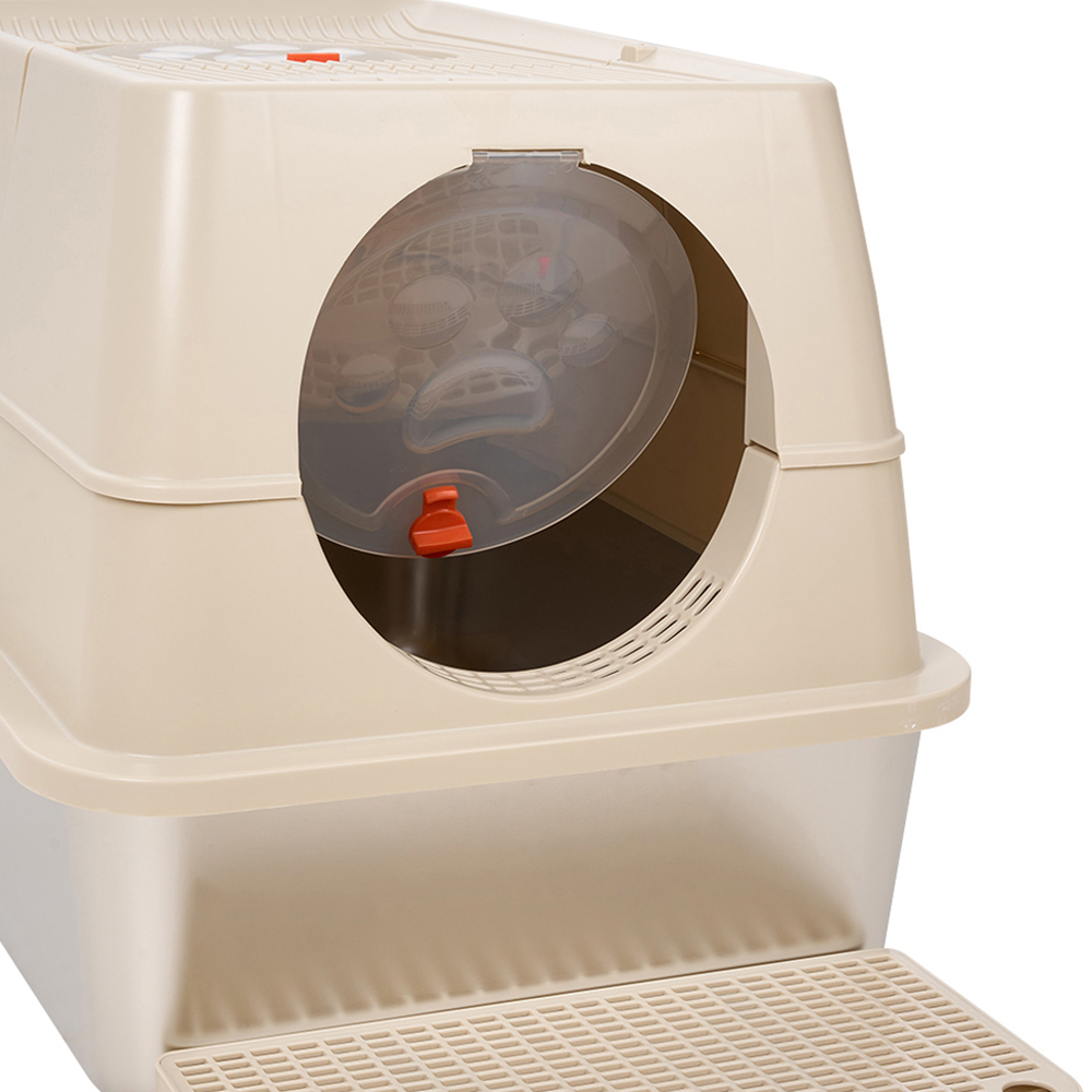 H&O Direct Khaki Stainless Steel Fully Enclosed Cat Litter Box Image 5