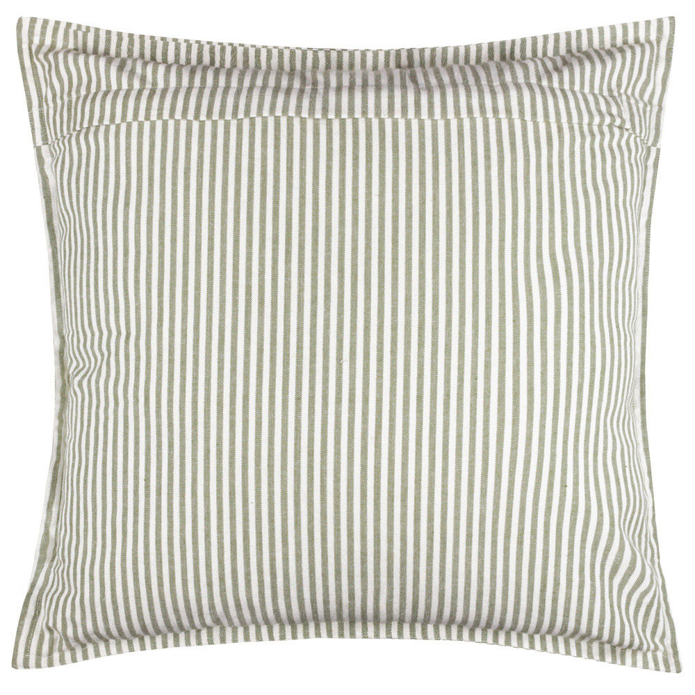 Yard Hayle Green Stripe Cotton Reversible Cushion 50 x 50cm Image 3