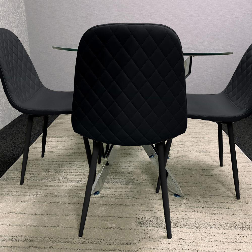Kosy Koala Maya Gem 4 Seater Round Glass Dining Set Black Image 3