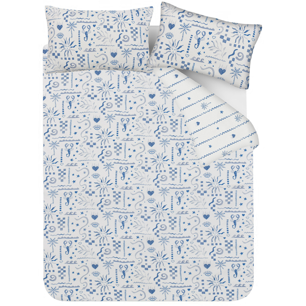 Smart Living Double Blue Holiday Postcard Duvet Set Image 3
