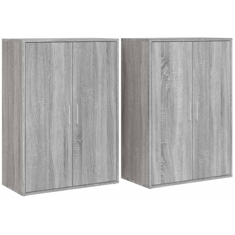 vidaXL 2 Door Grey Sonoma Wooden Sideboard Set of 2 Image 2