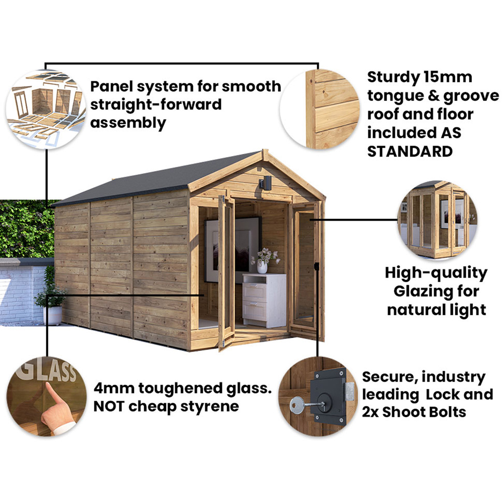 Dunster House RagePanda 8 x 12ft Modular Brown Superfelt Apex Summerhouse Image 5
