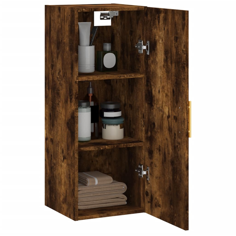 vidaXL Single Door Smoked Oak Wall Mounted Slim Cabinet Image 5