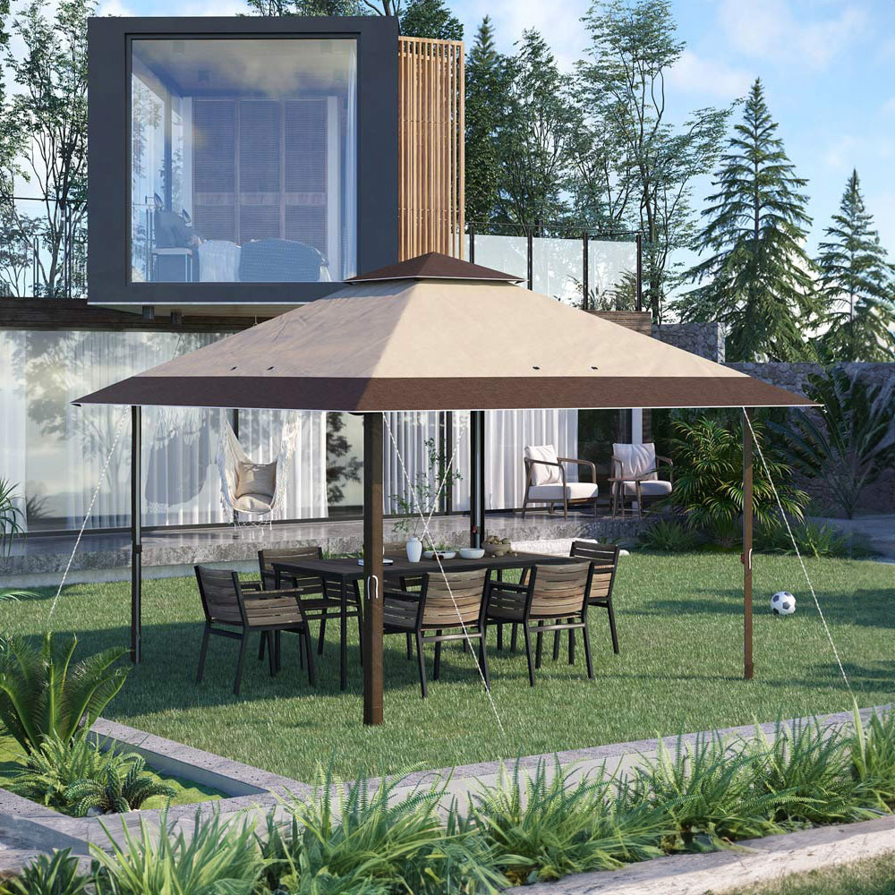 Outsunny 4 x 4m Coffee Outdoor Pop Up Gazebo Image 1