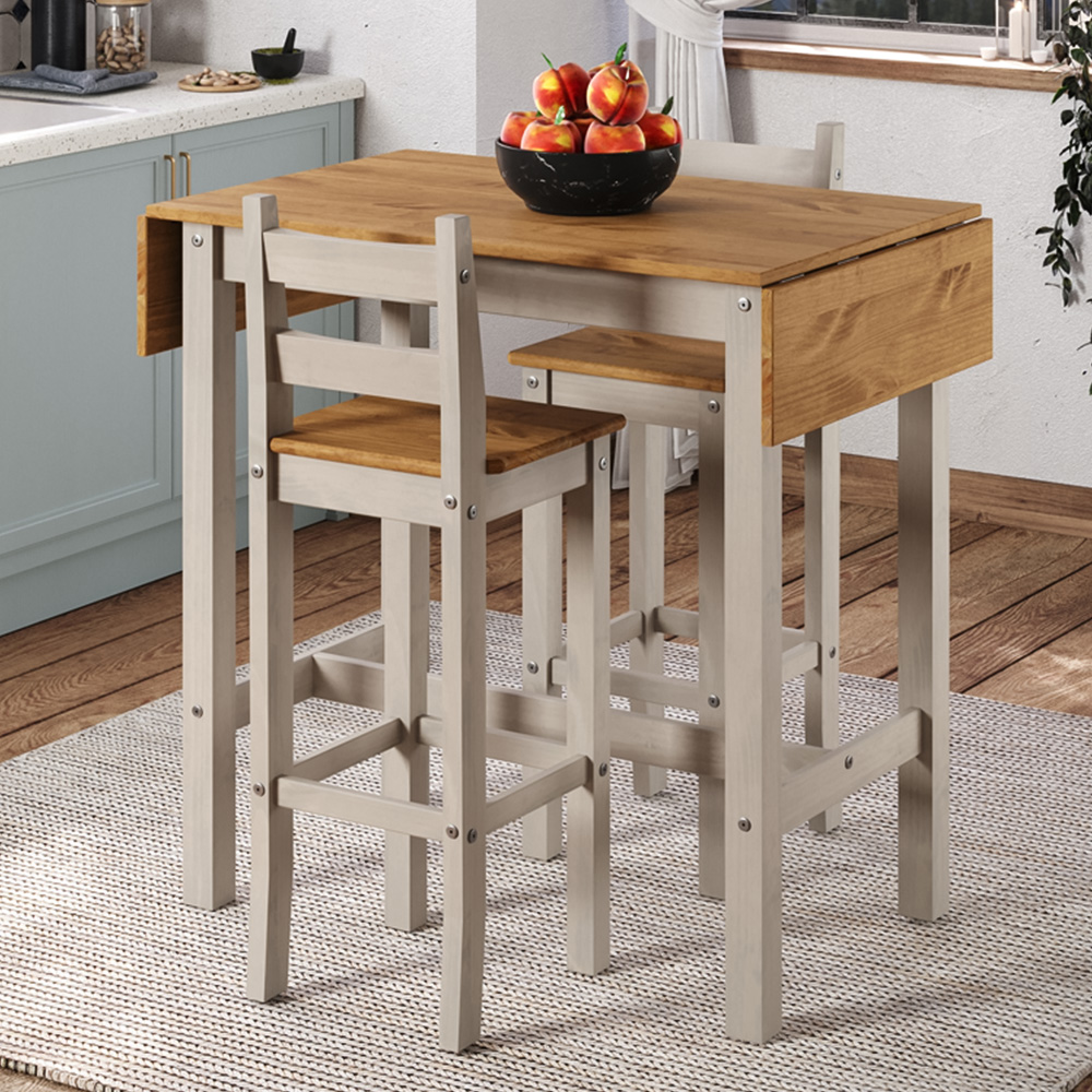 Core Products Corona 2 Seater Square High Breakfast Table and Stool Set Grey Image 4