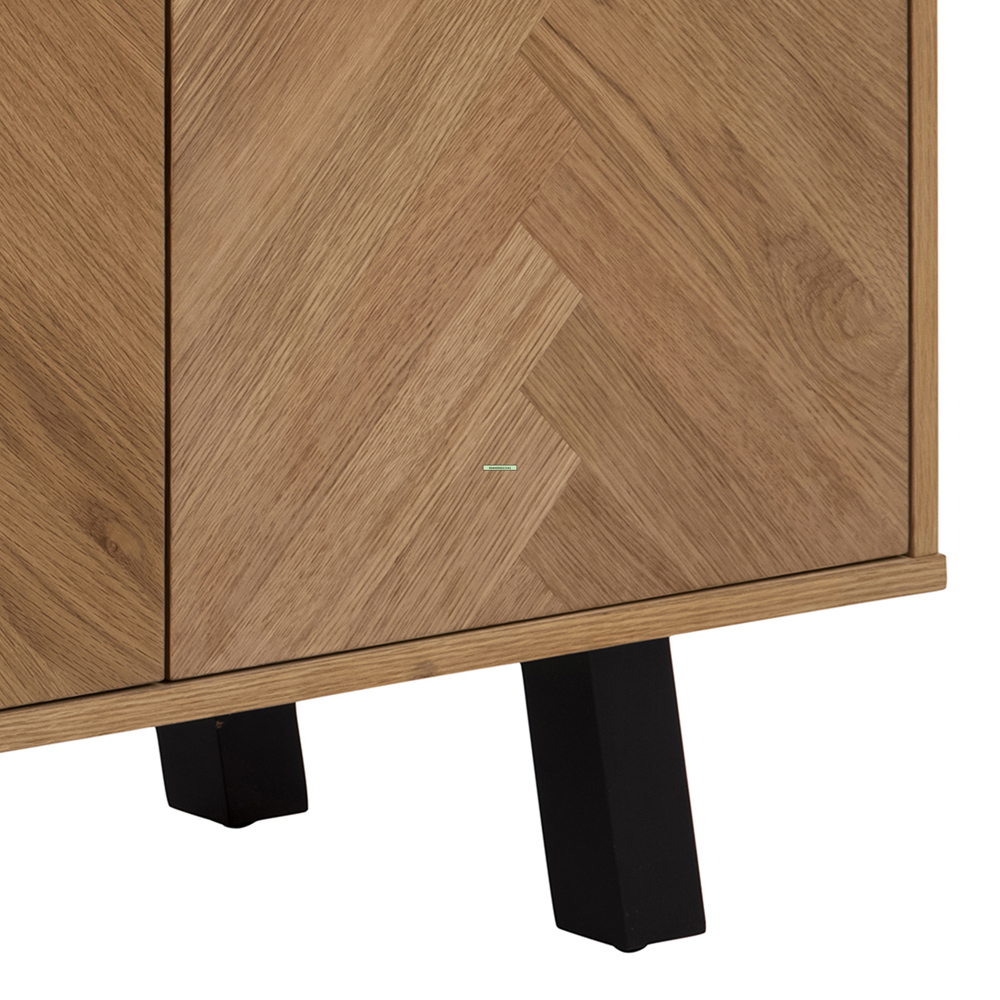 Florence Brighton 3 Door Oak Herringbone Effect Sideboard Image 6