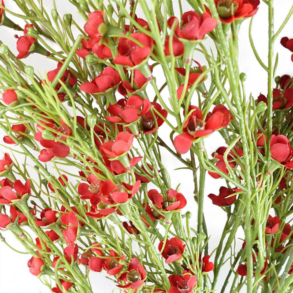 Leaf Artificial Foliage Stem with Red Flowers 100cm 6 Pack Image 3