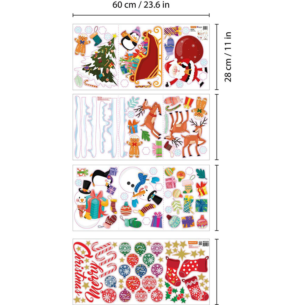 Walplus Merry Christmas From Santa and Friends Self Adhesive Wall Stickers 122 Piece Image 6