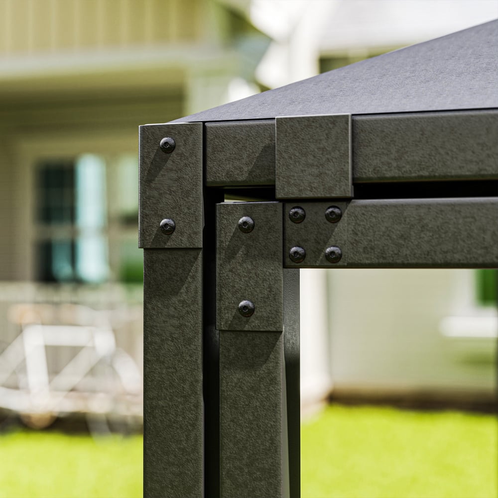 Outsunny 3 x 3m Grey Garden Gazebo with Extendable Awning and Wheels Image 3
