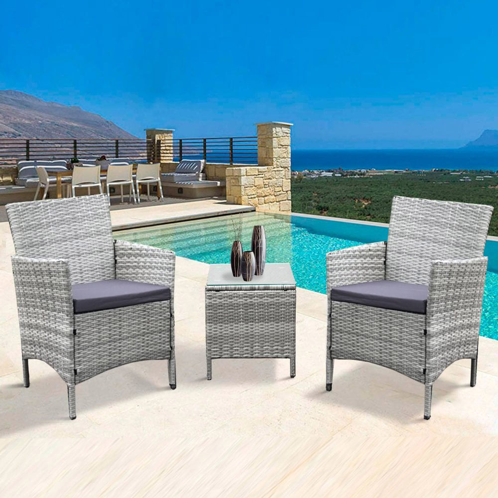 Neo 2 Seater Garden Bistro Set Grey Image 1