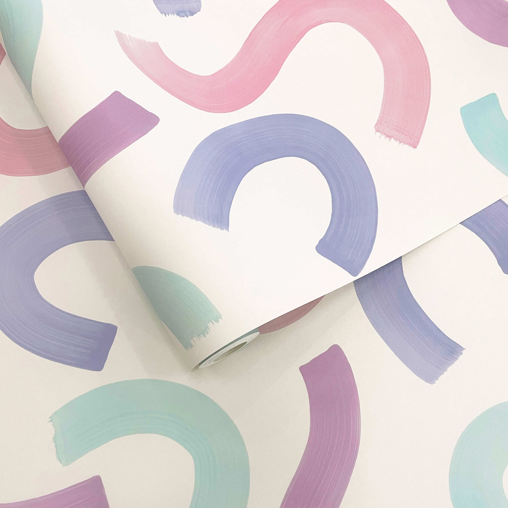 Holden Decor Curly Confetti Aqua Lilac and Pink Wallpaper Image 2