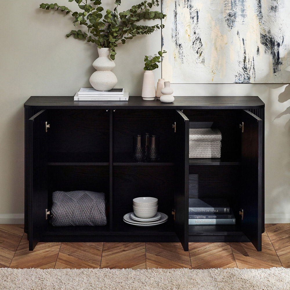 Julian Bowen Louis 3 Door Black Fluted Sideboard Image 9