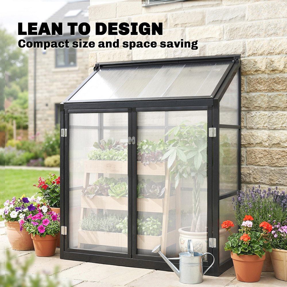 Outsunny Black Aluminium Frame Polycarbonate 3.9 x 1.8ft Walk-In Greenhouse Image 3