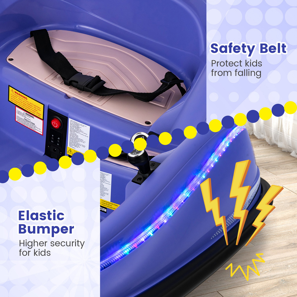 Costway Kids Purple Electric Bumper Car with Spin and Remote Control Image 7
