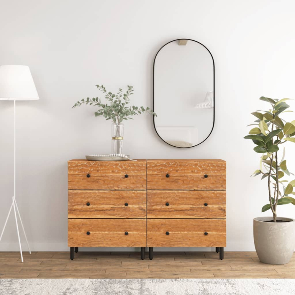 vidaXL Set of 2 Solid Wood Acacia Side Cabinet Image 9
