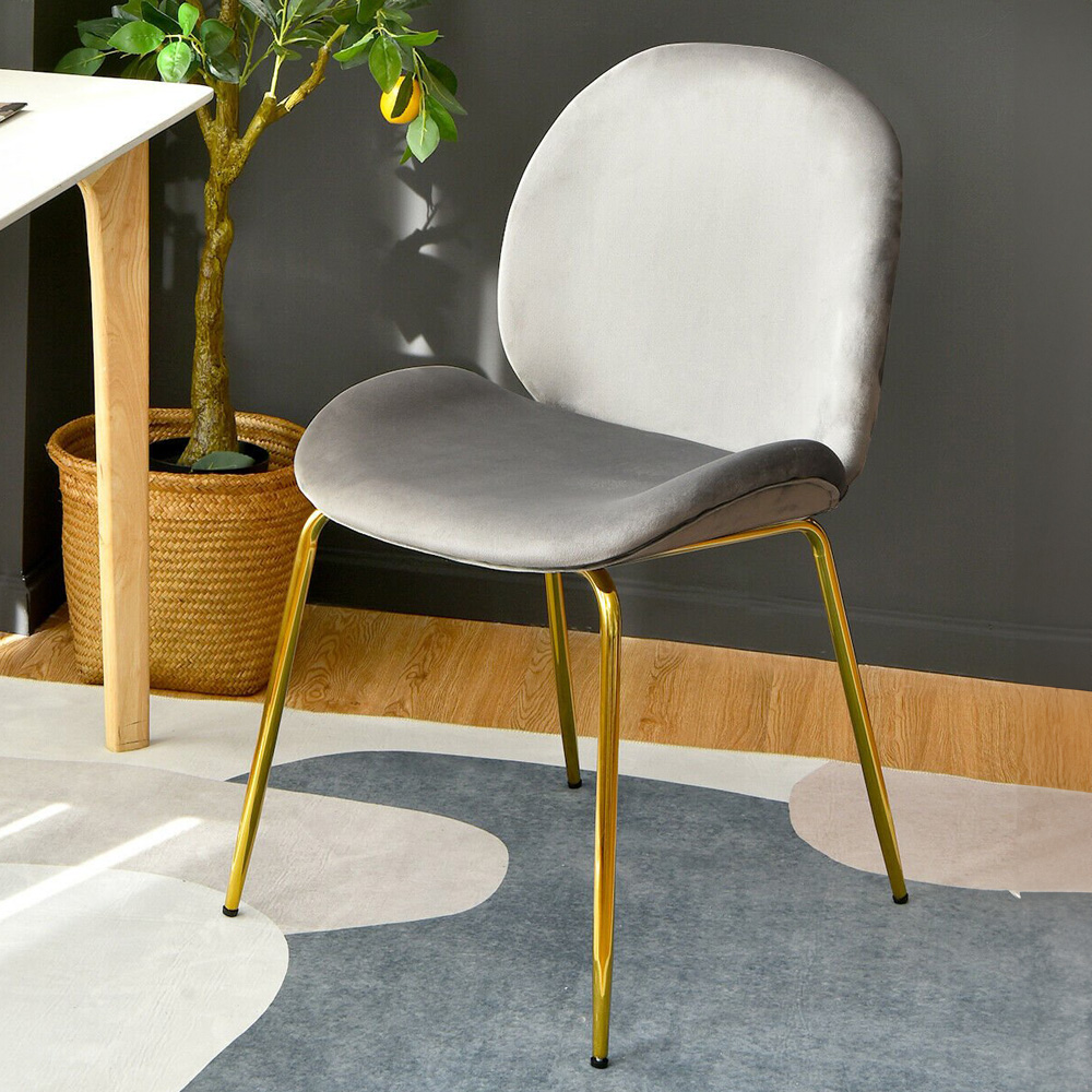 Costway Set of 2 Grey Velvet Dining Chairs Image 1