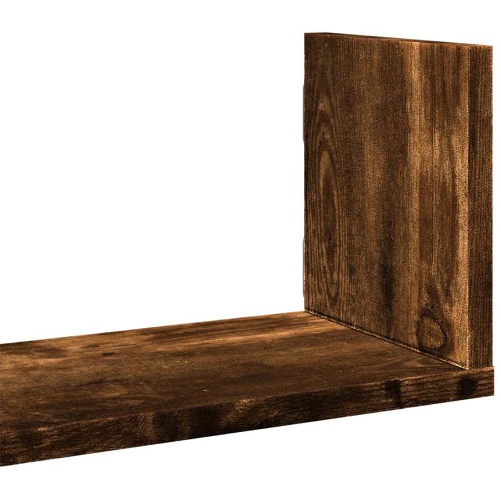 vidaXL 80cm Set of 3 Smoked Oak Floating Wall Shelf Image 6